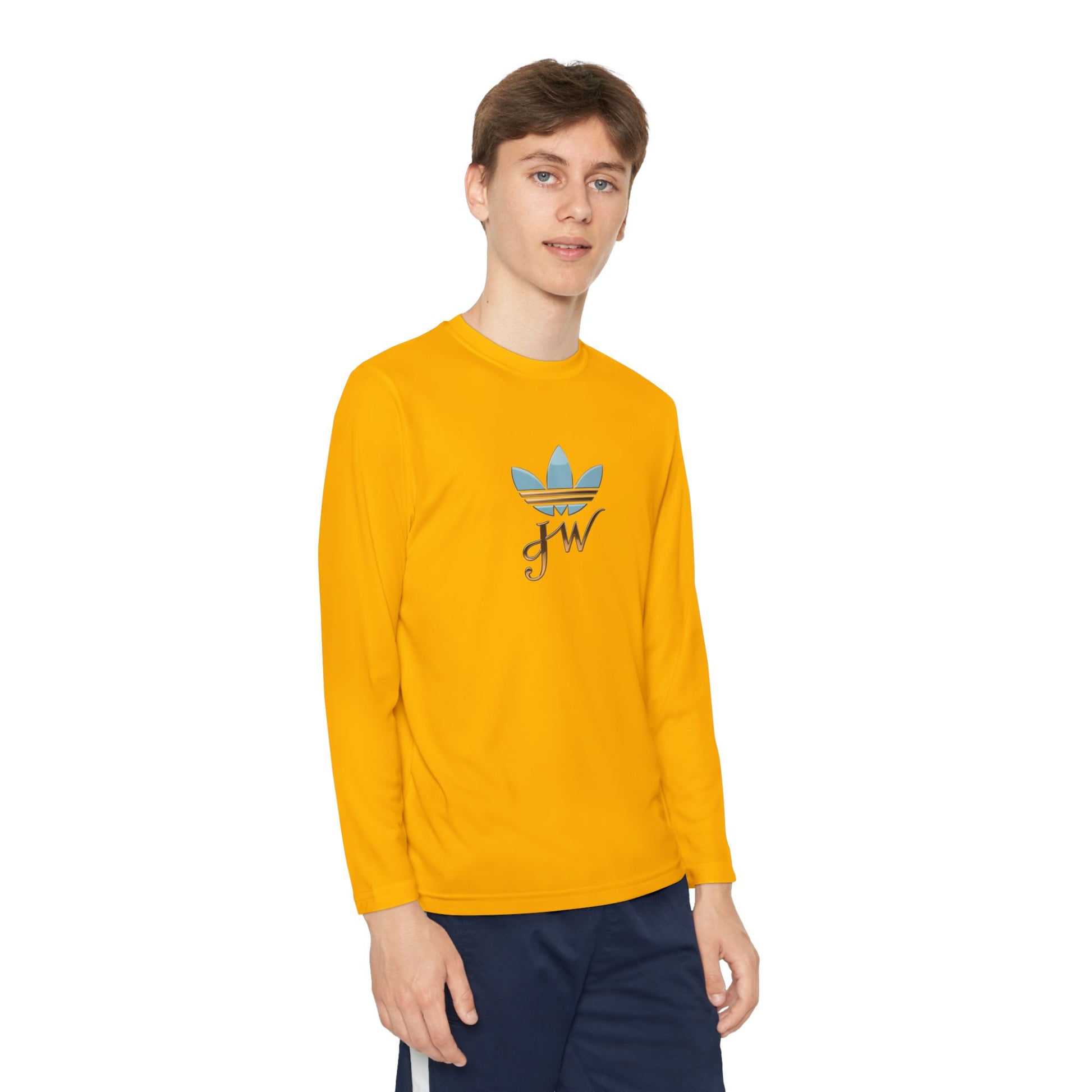 Youth Long Sleeve Active Tee - Lightweight Competitor Shirt with Stylish Logo - JW Store