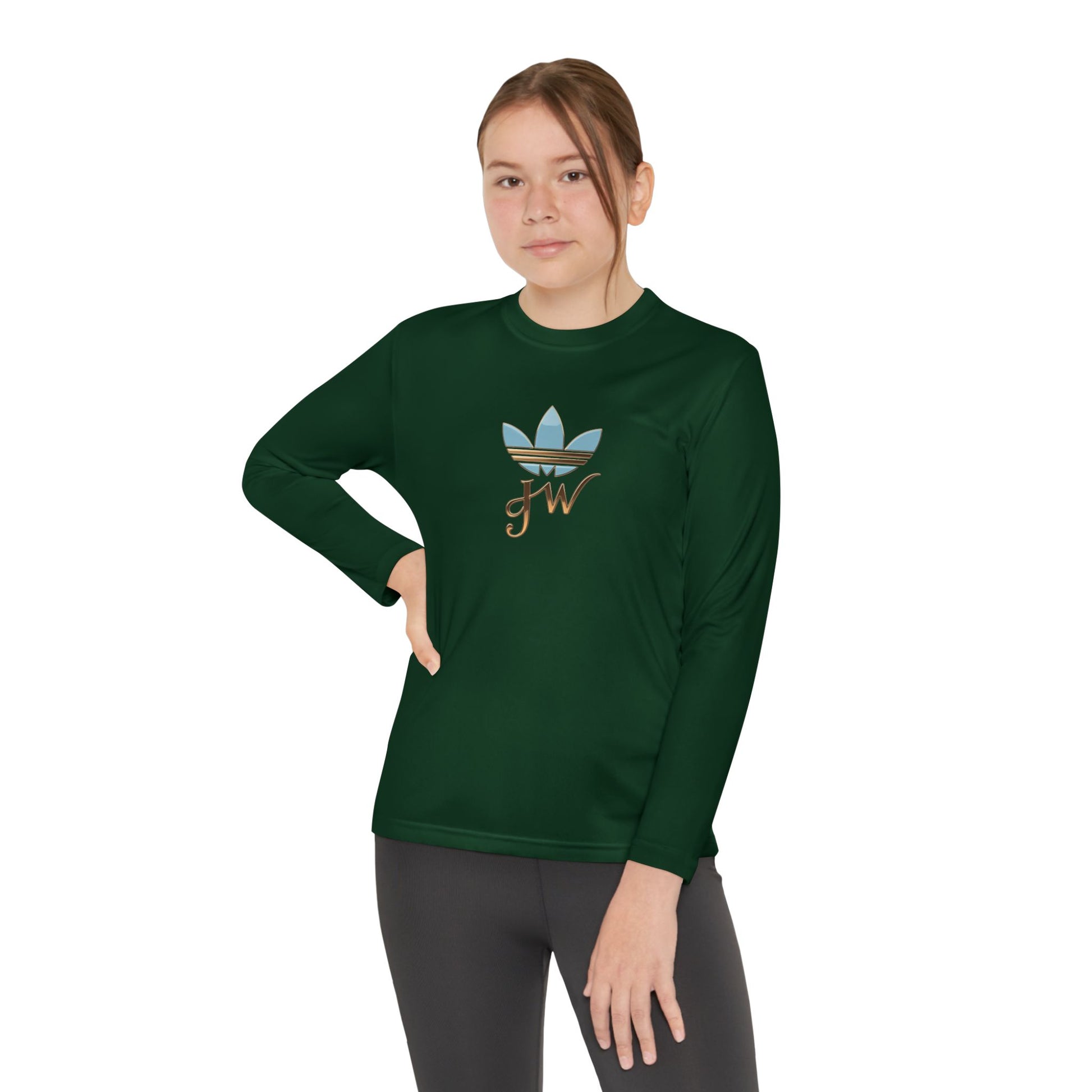 Youth Long Sleeve Active Tee - Lightweight Competitor Shirt with Stylish Logo - JW Store