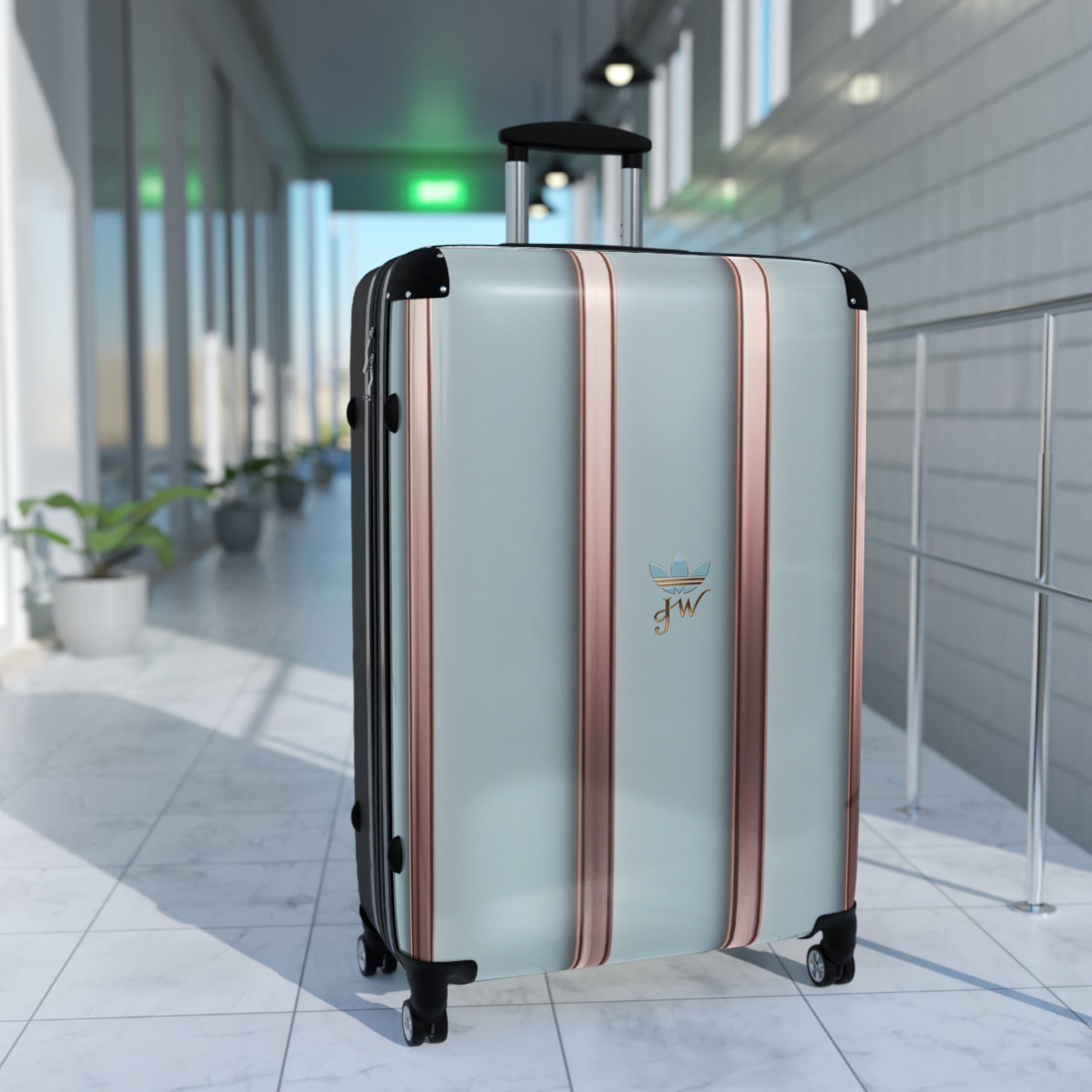 Stylish Hard-Shell Suitcase with Rose Gold Accents - JW Store