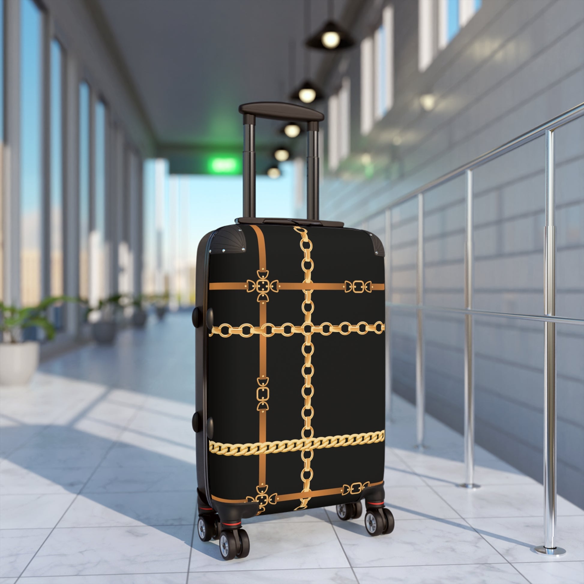 Trendy Gold Chain Design Suitcase - Stylish Luggage for Fashion Lovers - JW Store