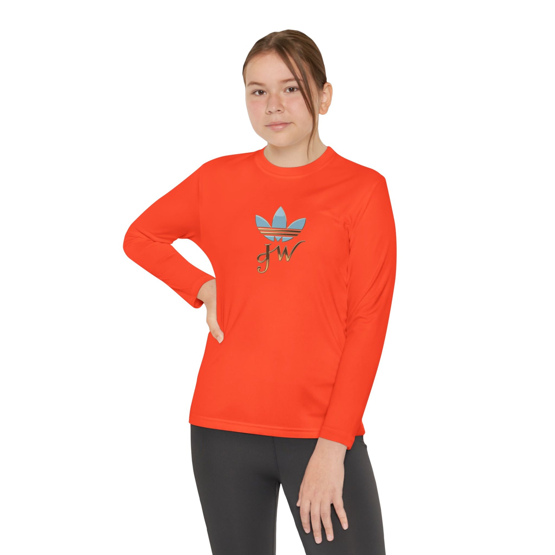 Youth Long Sleeve Active Tee - Lightweight Competitor Shirt with Stylish Logo - JW Store