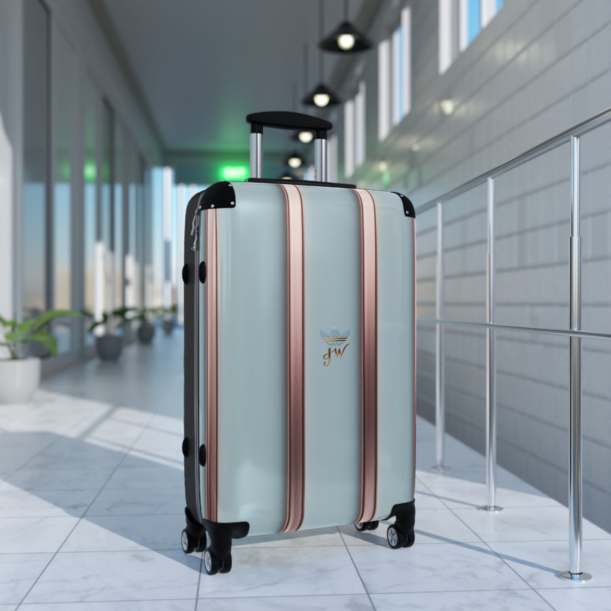 Stylish Hard-Shell Suitcase with Rose Gold Accents - JW Store