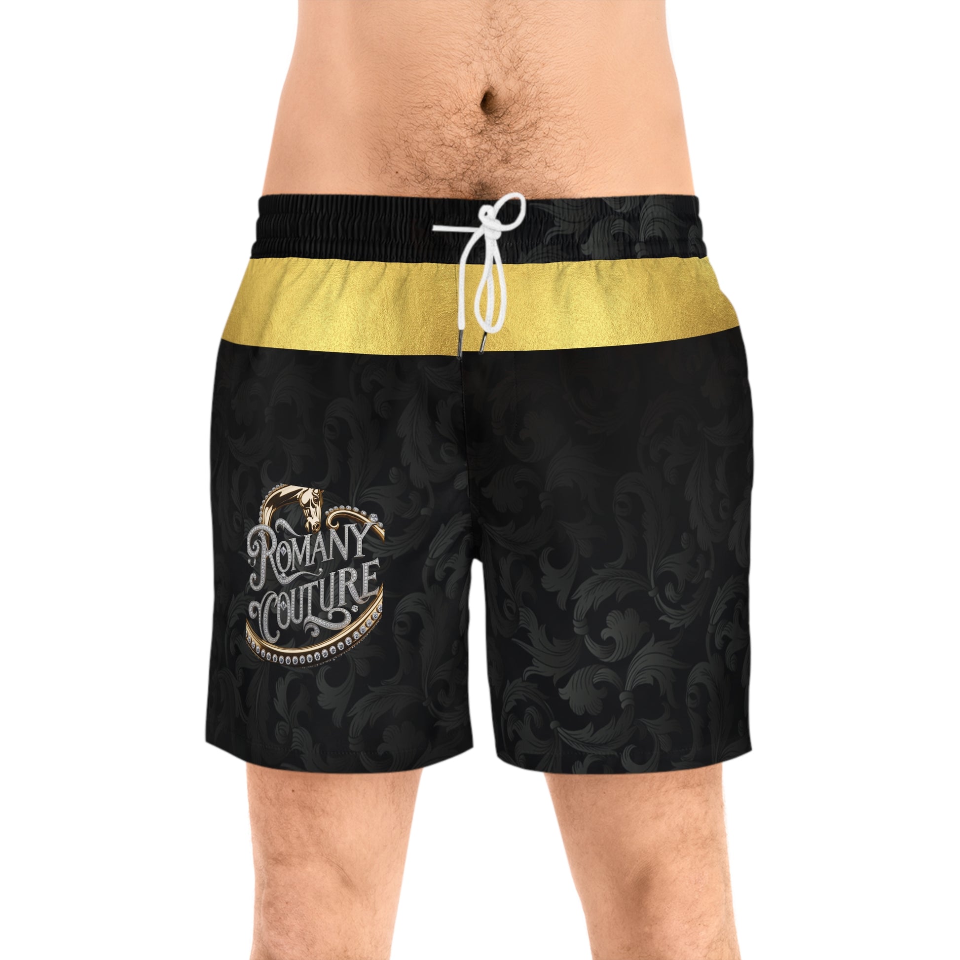 ROMANYCouture by JW mens gold ban shorts  - Perfect for Beach Days and Vacations - JW Store