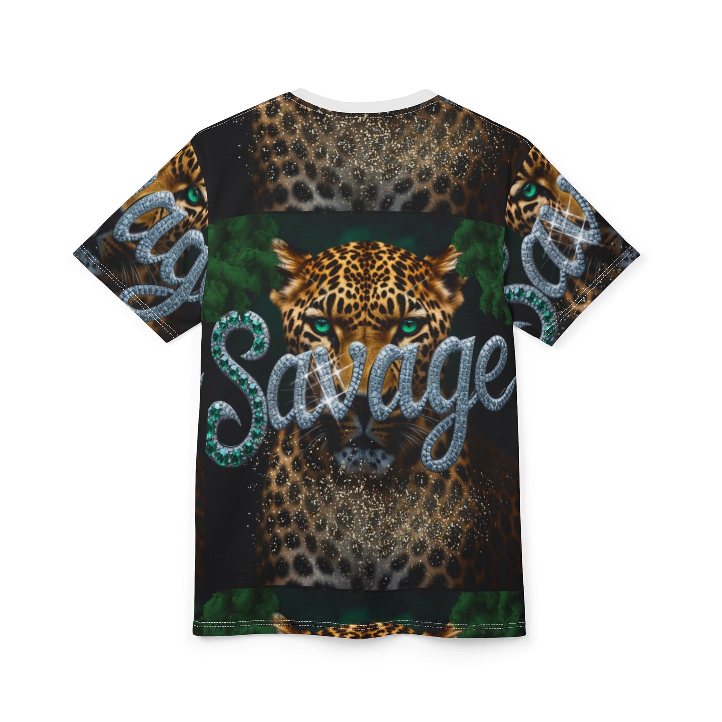 Savage Leopard Unisex Cut & Sew Tee - Bold Animal Print Shirt