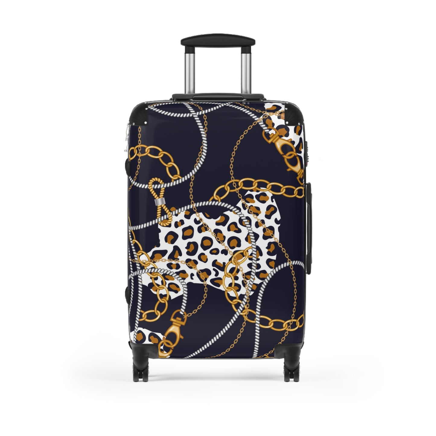Stylish Leopard Print Suitcase with Gold Chains - Trendy Travel Gear - JW Store