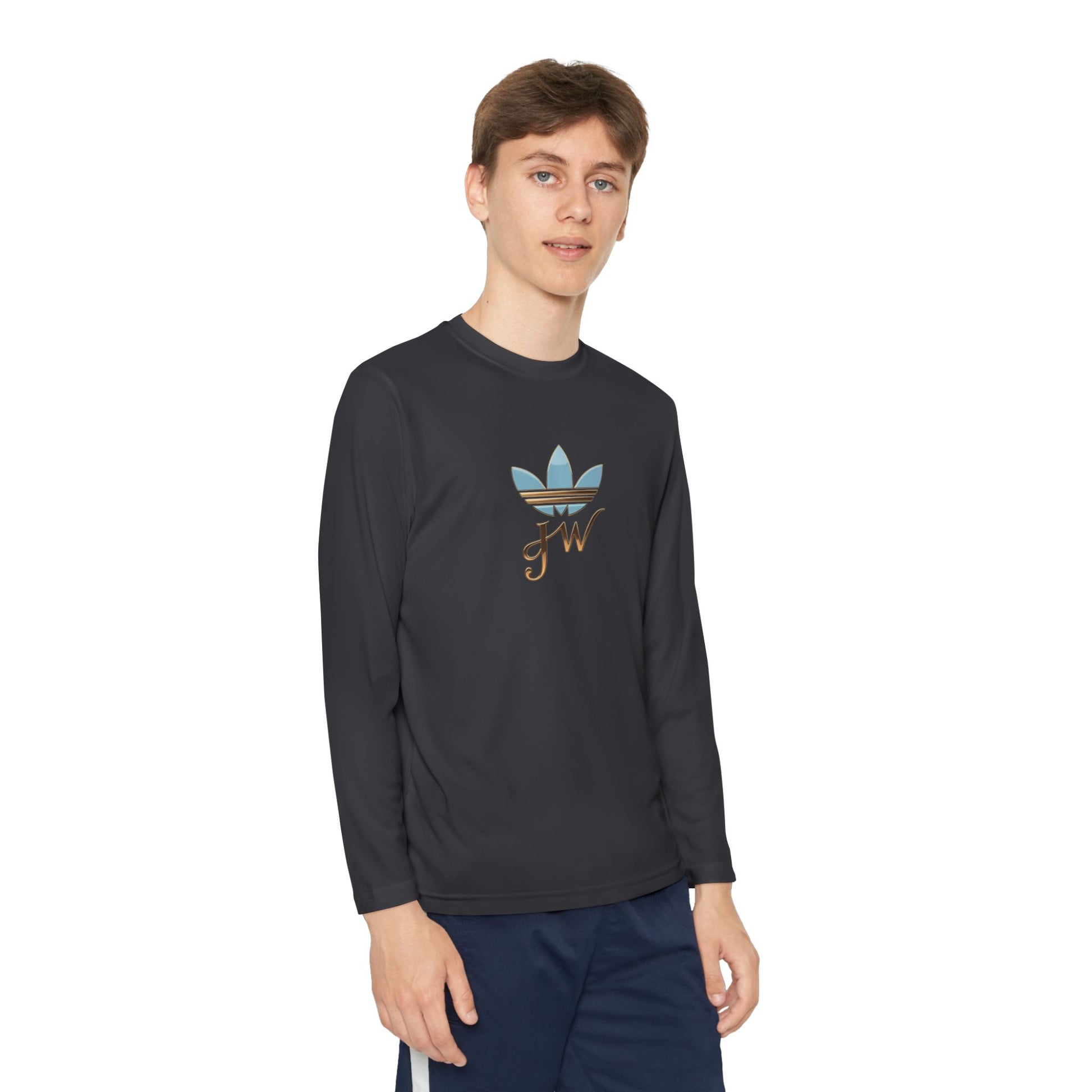 Youth Long Sleeve Active Tee - Lightweight Competitor Shirt with Stylish Logo - JW Store