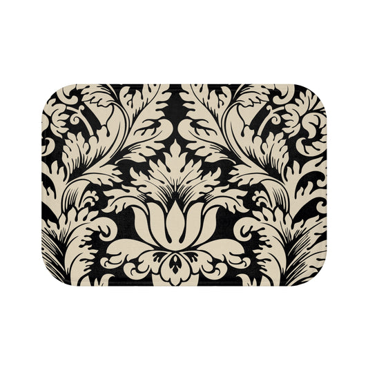Elegant Floral Bath Mat - Classic Black & Cream Design - JW Store