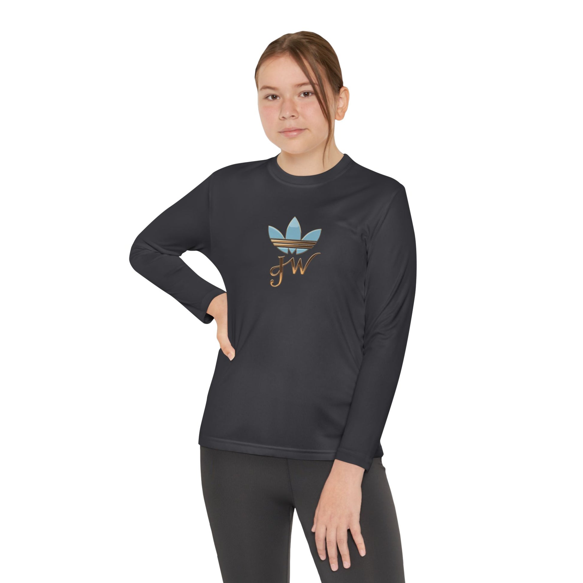 Youth Long Sleeve Active Tee - Lightweight Competitor Shirt with Stylish Logo - JW Store