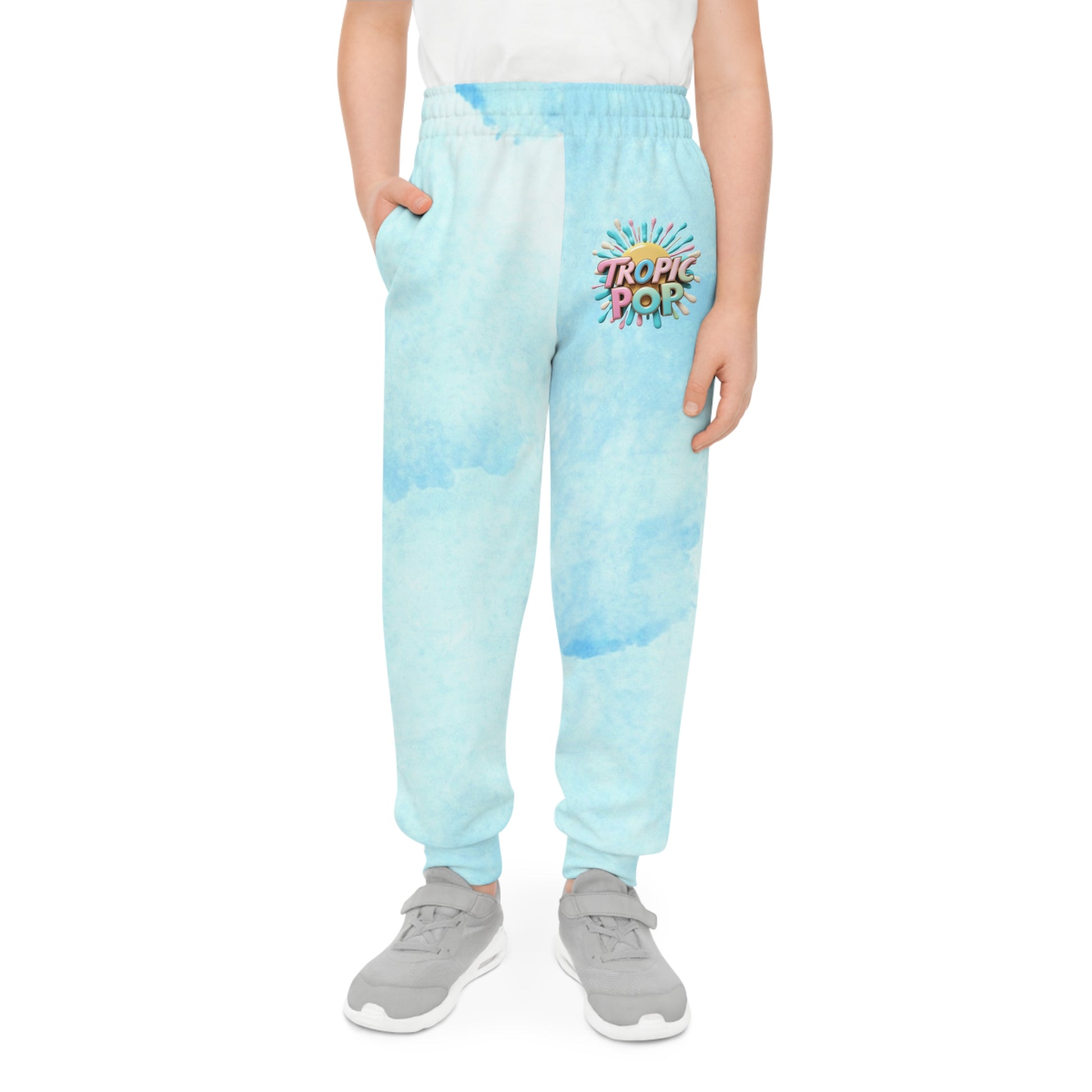 Tropic Pop Youth Joggers - Soft Blue Tie-Dye Sweatpants for Active Kids - JW Store
