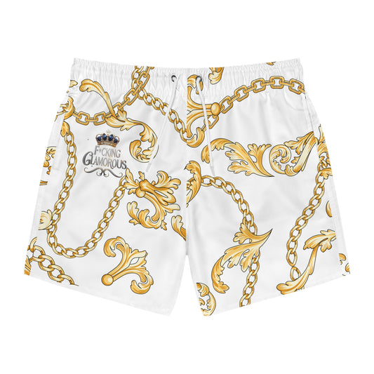 Glamorous Chain Print Swim Trunks for Stylish Summer Vibes