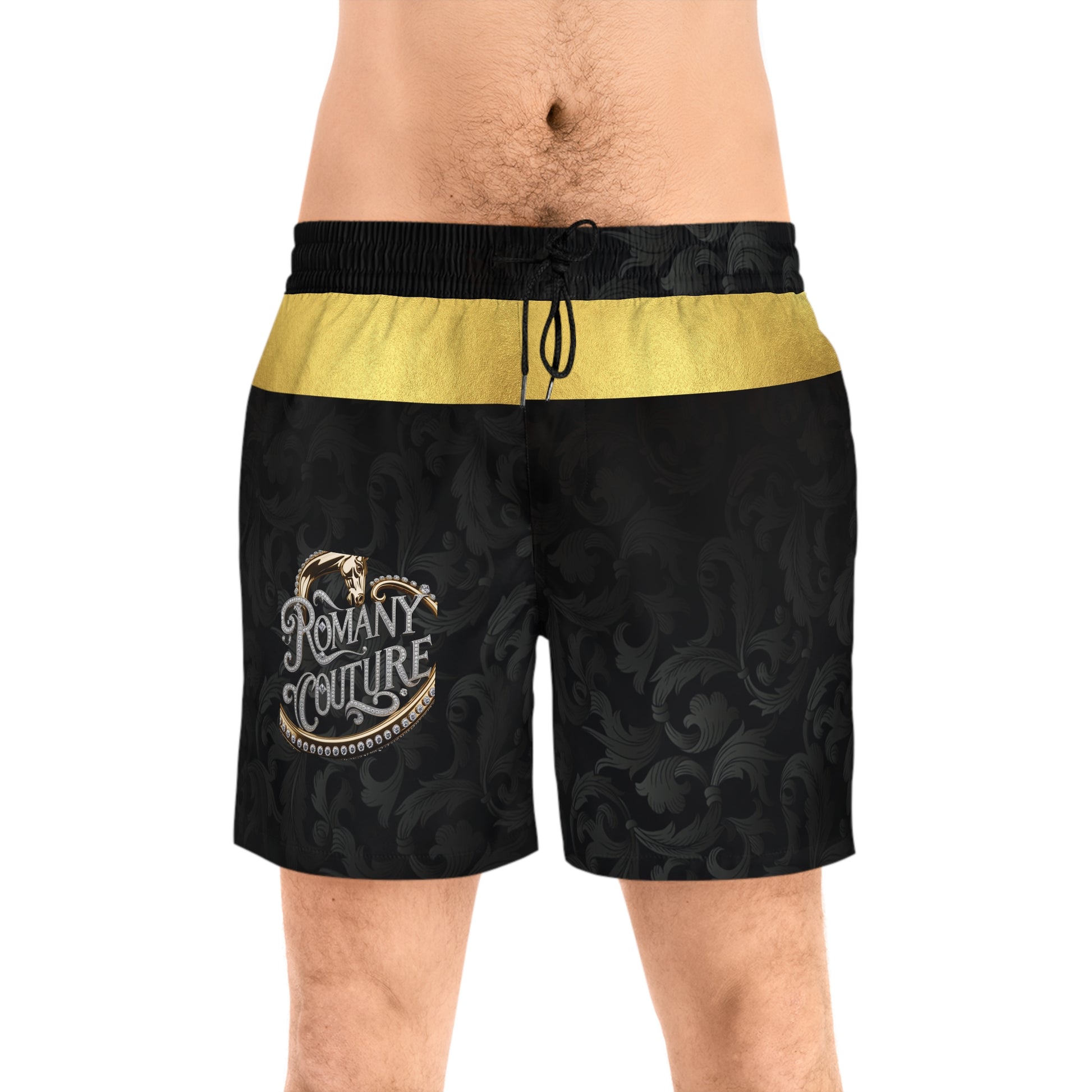 ROMANYCouture by JW mens gold ban shorts  - Perfect for Beach Days and Vacations - JW Store