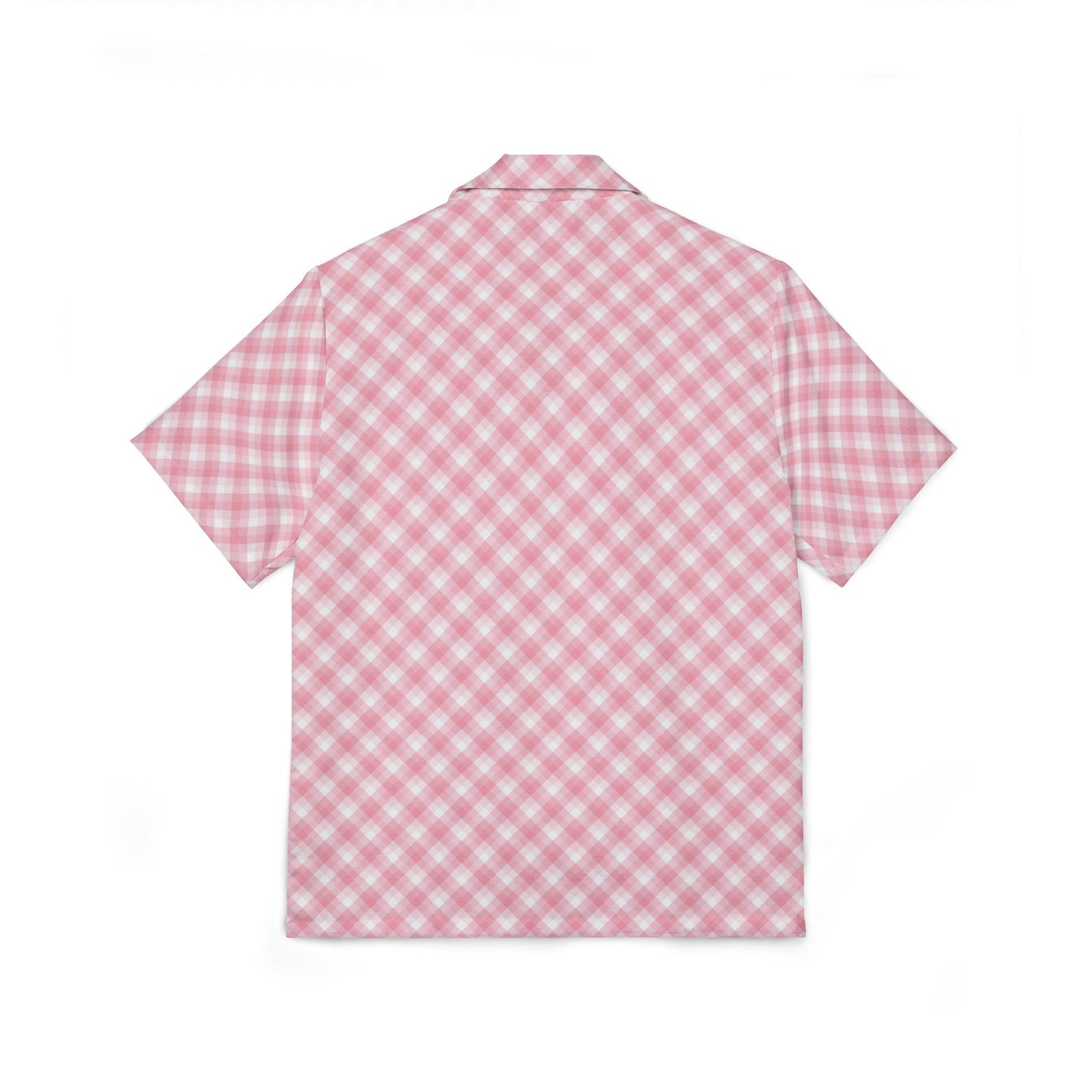 Men's Pink Checked Hawaiian Camp Shirt - Stylish Summer Vibes