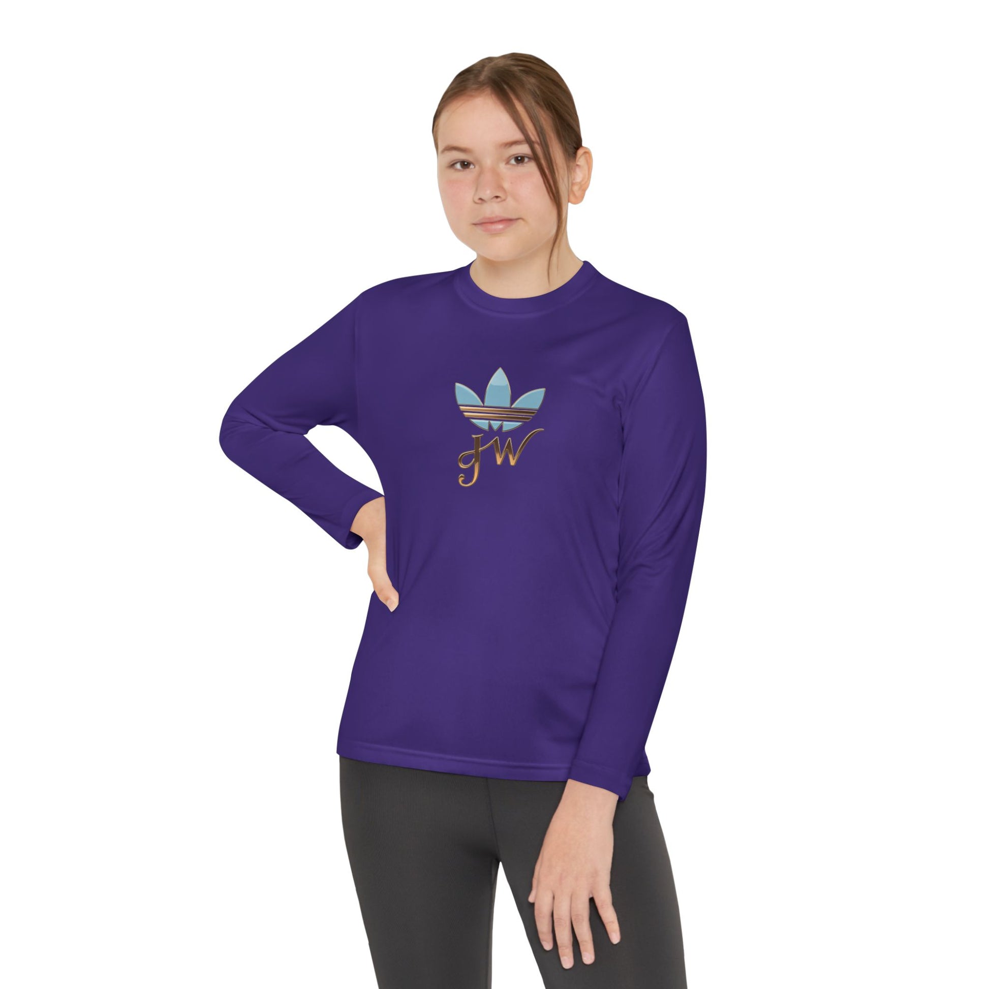 Youth Long Sleeve Active Tee - Lightweight Competitor Shirt with Stylish Logo - JW Store