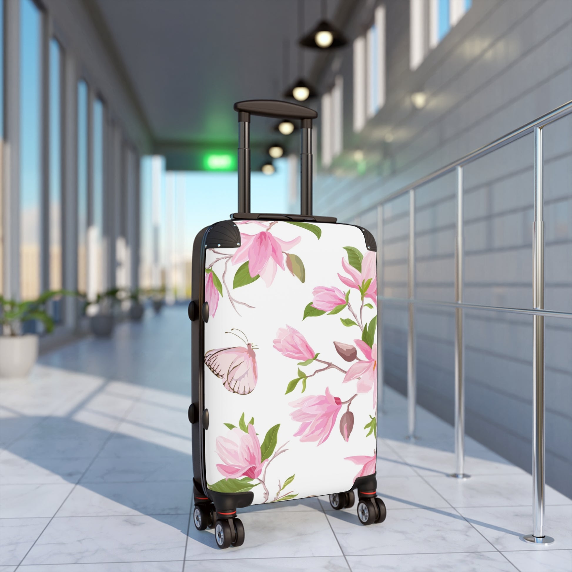 Floral Soft Suitcase – Stylish Travel Luggage with Butterfly Design - JW Store