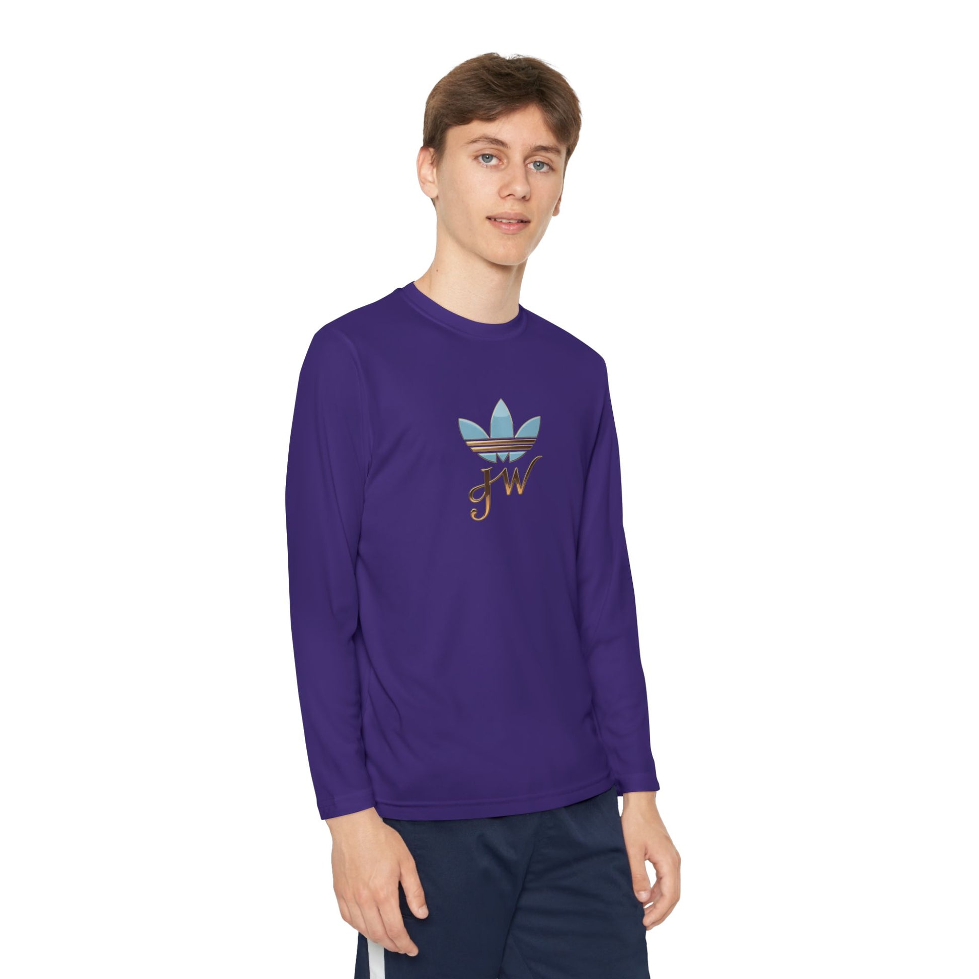 Youth Long Sleeve Active Tee - Lightweight Competitor Shirt with Stylish Logo - JW Store