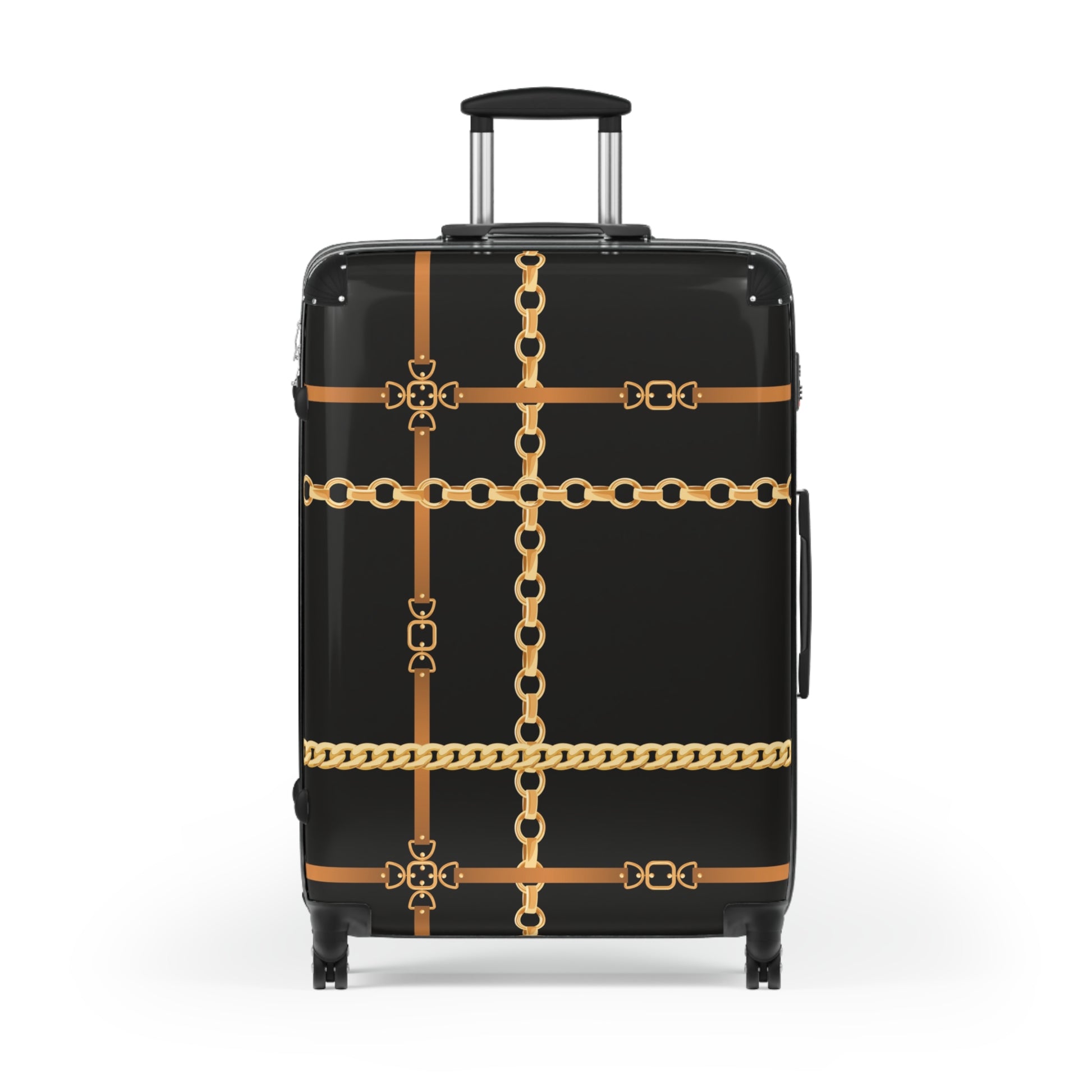 Trendy Gold Chain Design Suitcase - Stylish Luggage for Fashion Lovers - JW Store