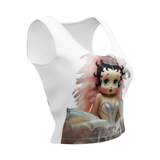 Body-hugging BB by JwCrop Top with all-over print and four-way stretch fabric.