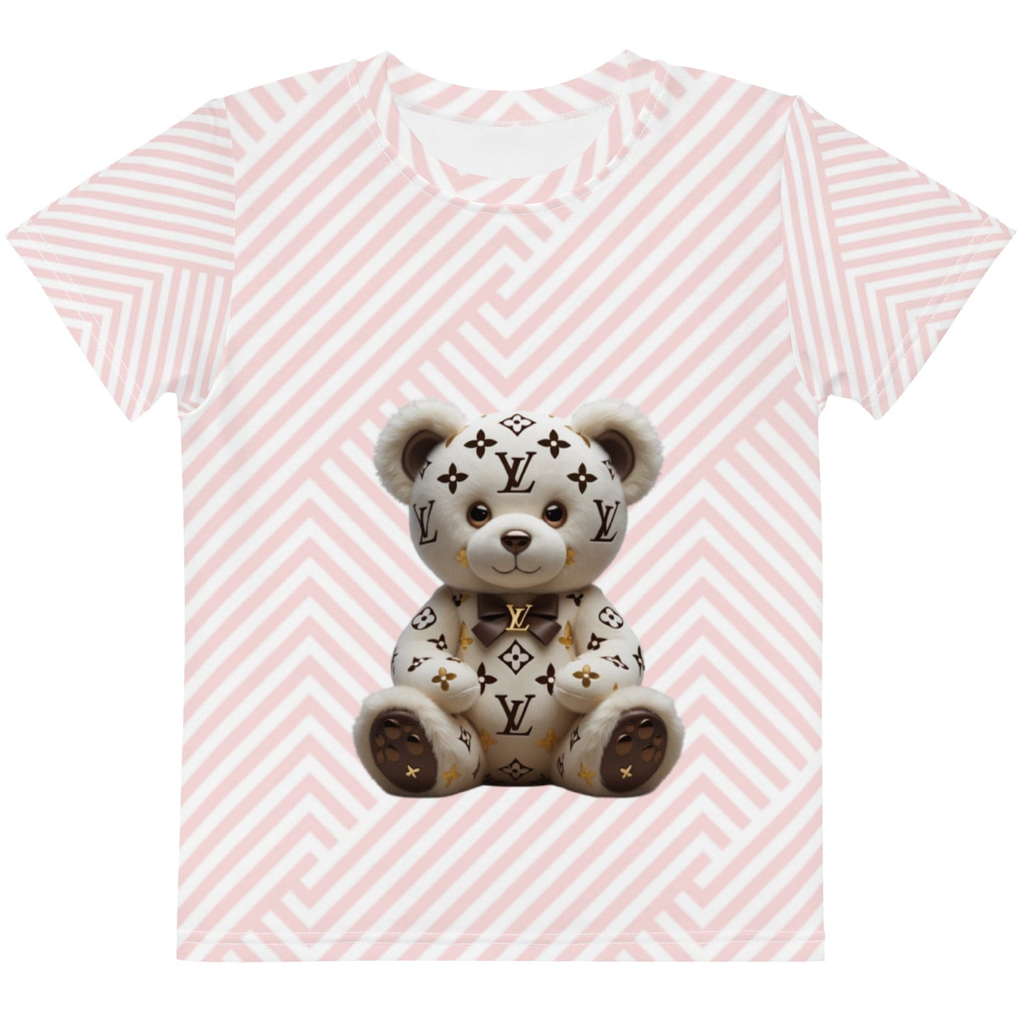 Colorful Jw bearKids crew neck t-shirt with a designer bear graphic and comfortable fit for active kids.