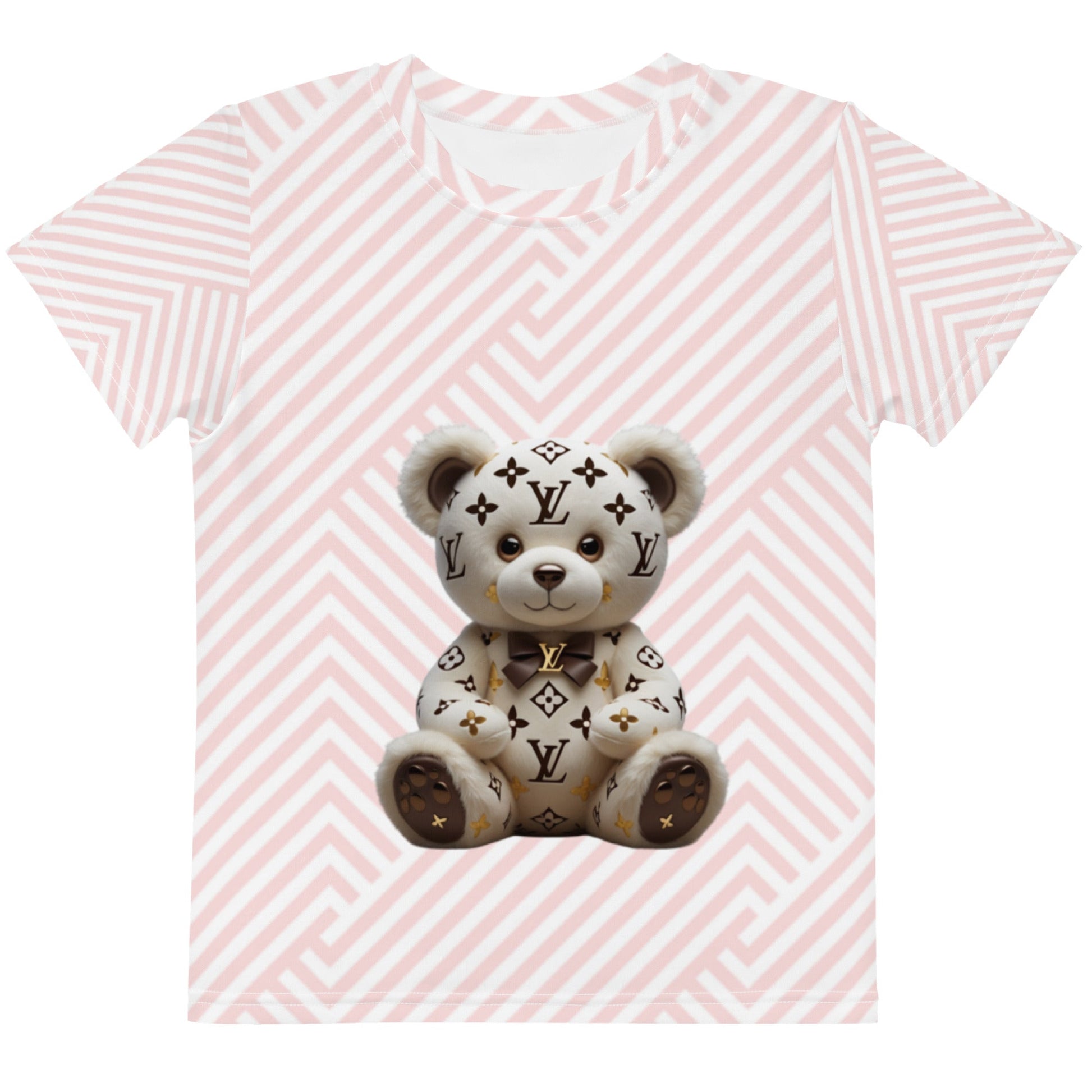 Colorful Jw bearKids crew neck t-shirt with a designer bear graphic and comfortable fit for active kids.