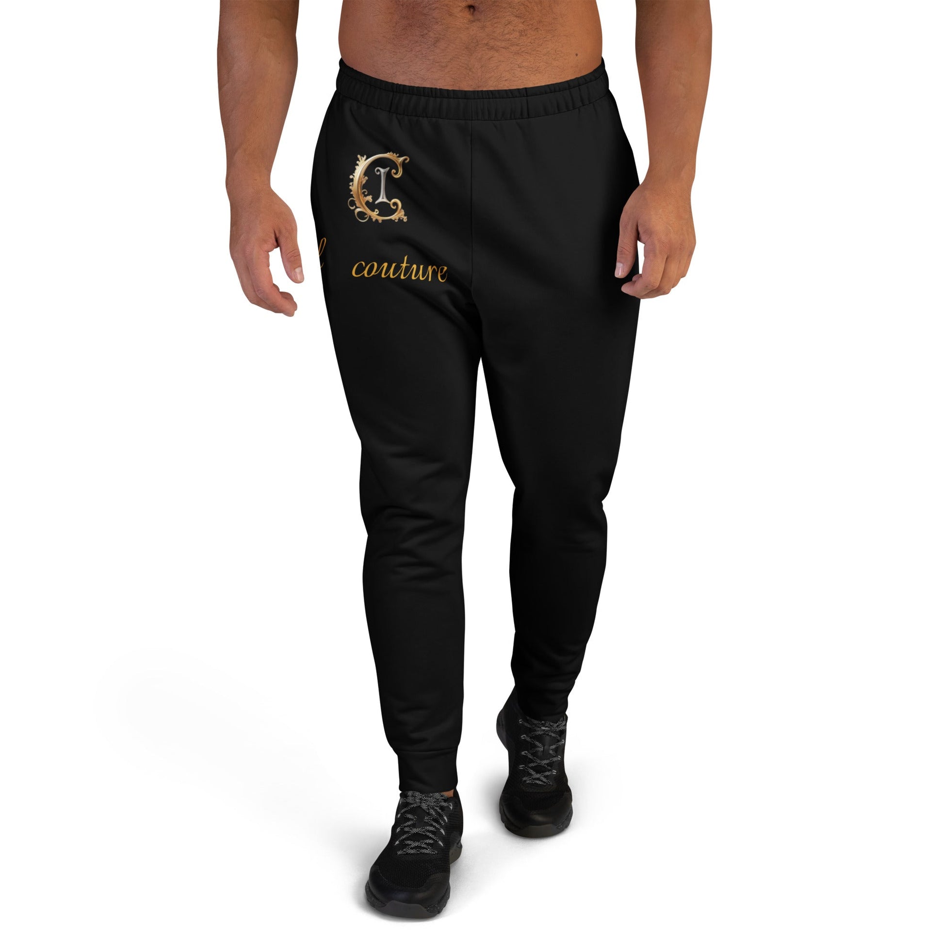 Imperial Couture by JW Men's Joggers, cotton-feel, black, slim fit.