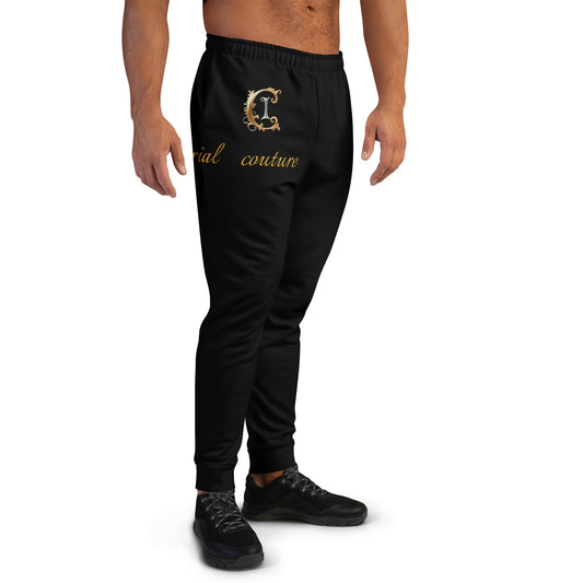 Men's black joggers by Imperial Couture by JW, with cuffed legs and elastic waistband.