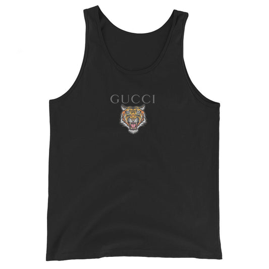 Men's tank top featuring a classic design, made from soft ringspun cotton with a tiger graphic.