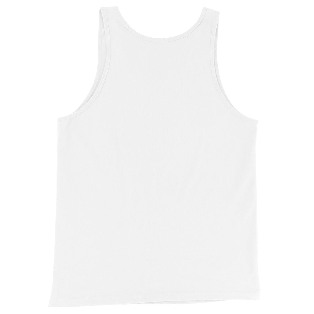 Men's classic white tank top, 100% combed ringspun cotton, side-seamed design.