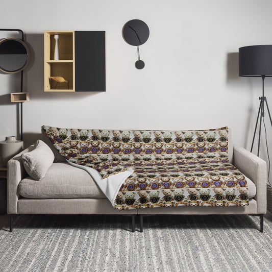 Jw Bear Throw Blanket on a couch in a modern living room.