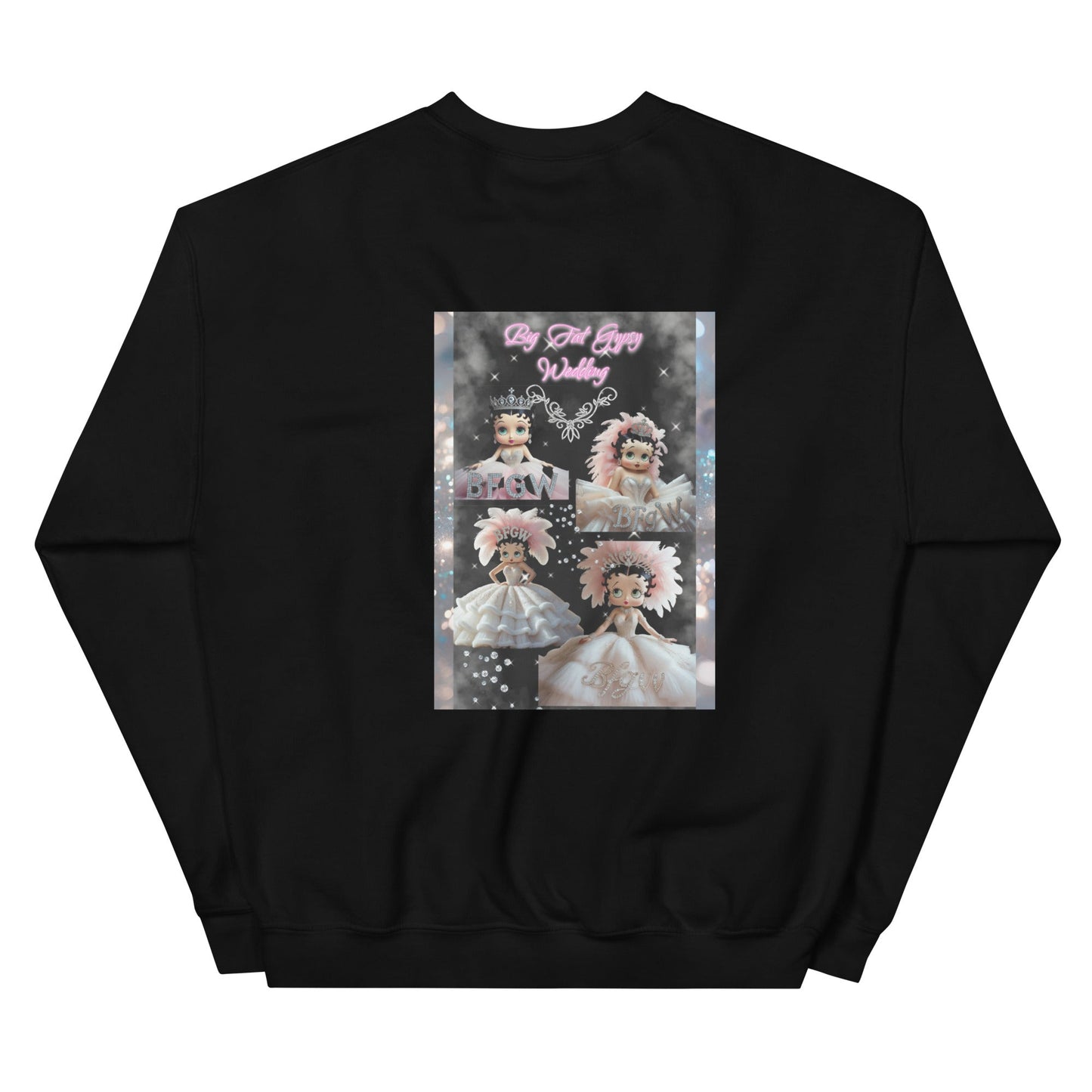 Unisex sweatshirt with a vibrant graphic design on a black background.