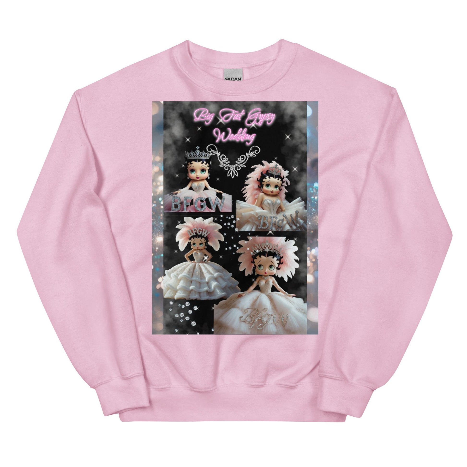 Pink BBUnisex Sweatshirt with unique graphic design, classic fit, warm and soft feel.