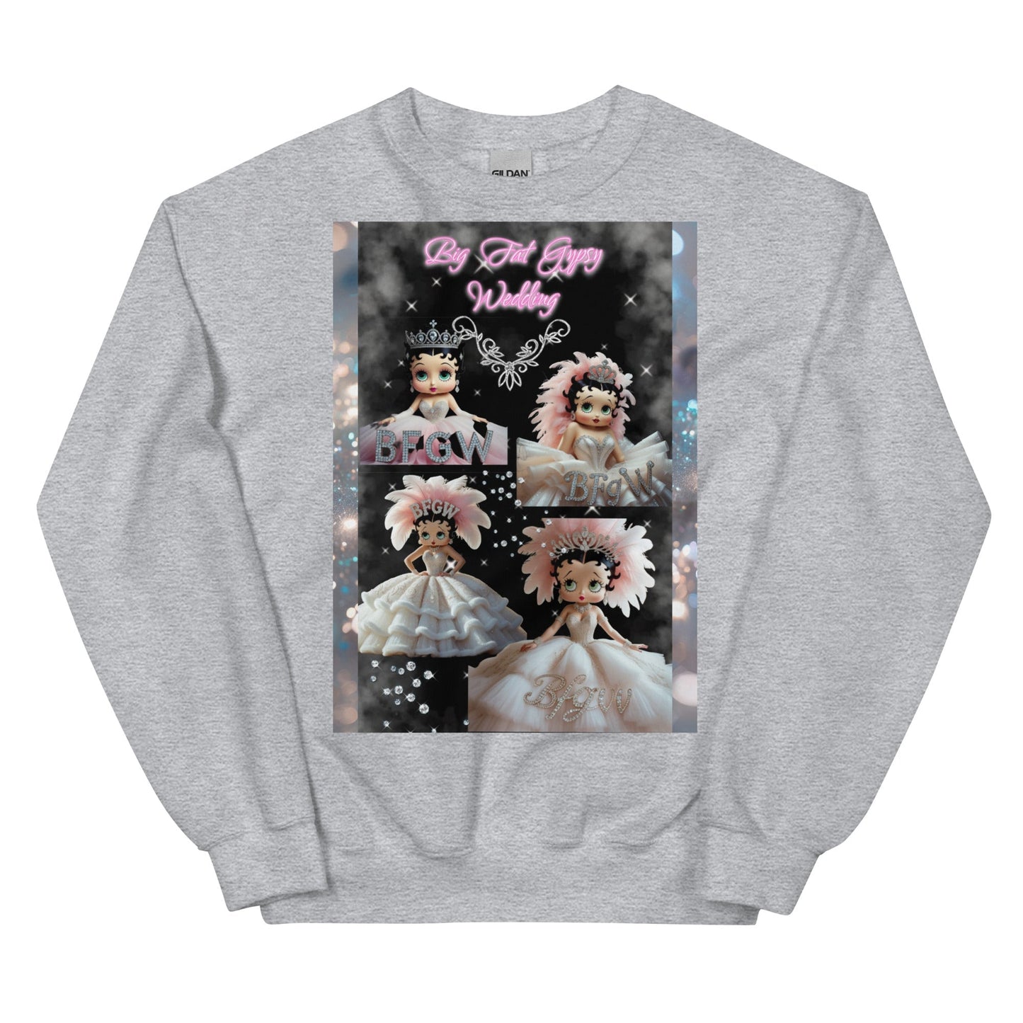 Unisex sweatshirt with unique doll design, classic fit, and soft feel.