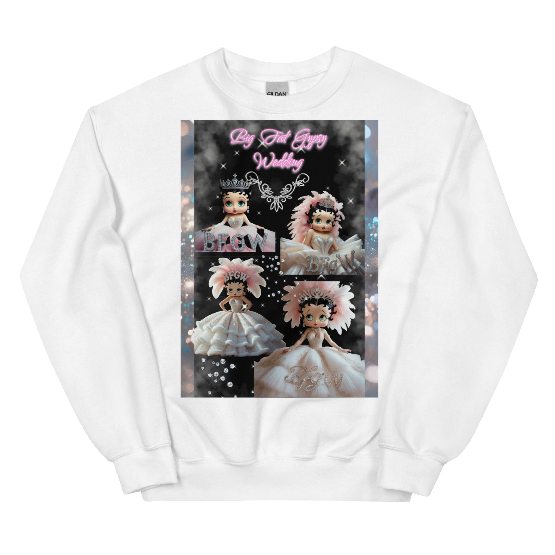 Unisex sweatshirt with unique doll graphic design, made from soft, air-jet spun yarn.
