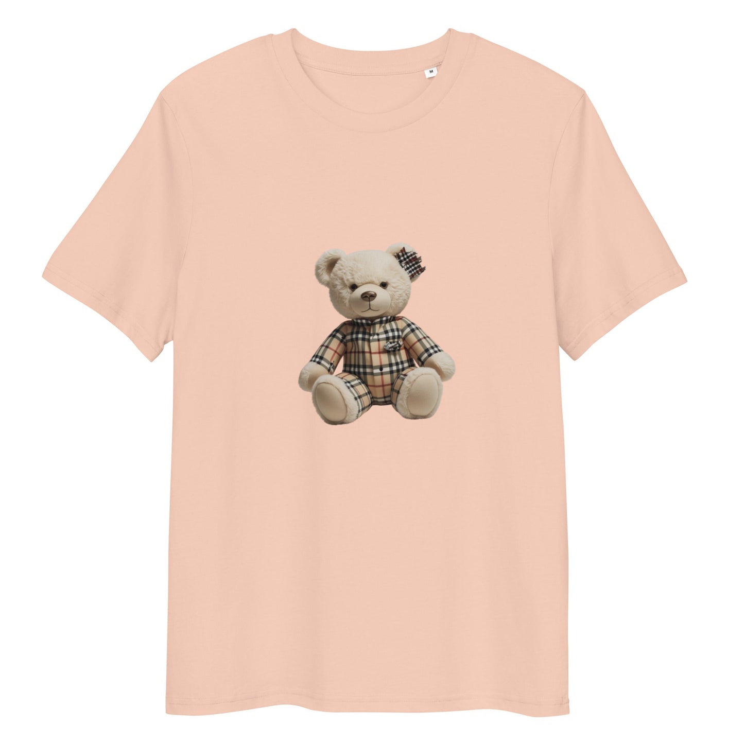 JW bear Unisex organic cotton t-shirt in beige with teddy bear graphic, made from 100% organic cotton.