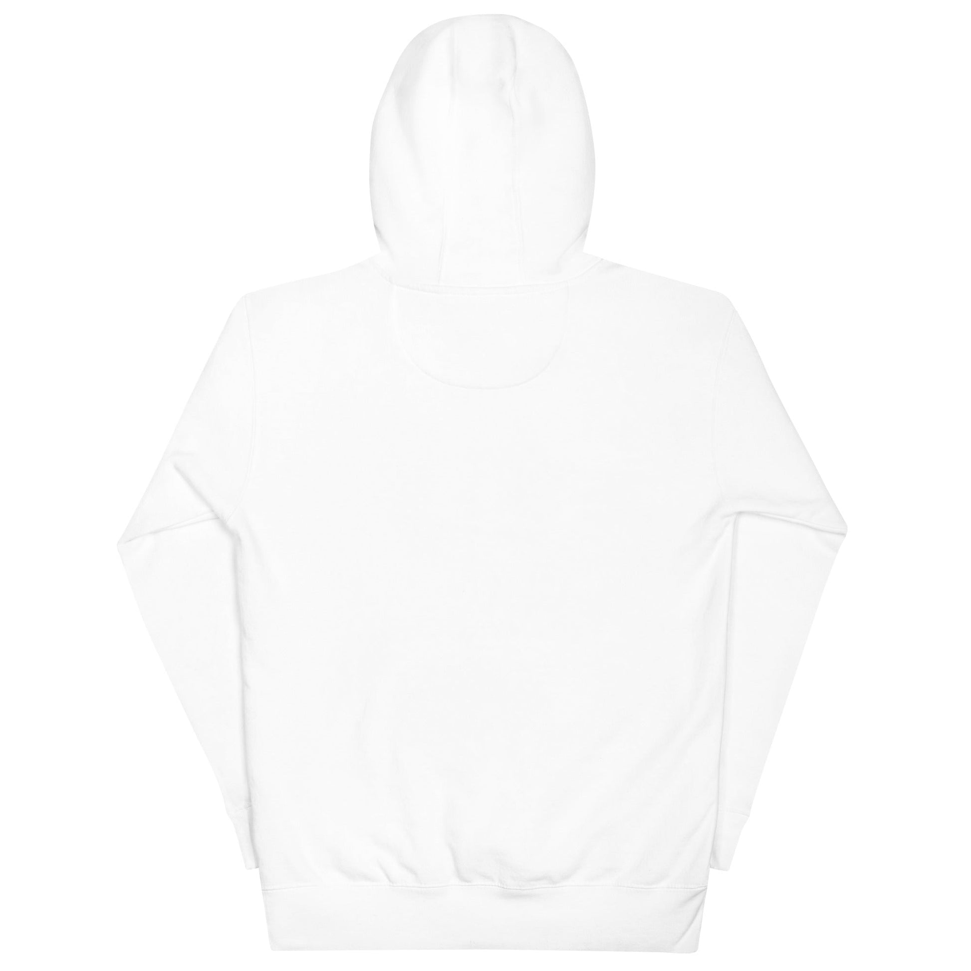 Unisex hoodie in white with a soft cotton blend and pouch pocket.