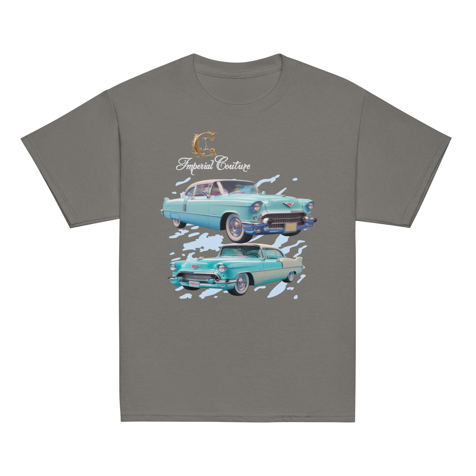 Youth classic tee featuring vintage car design, 100% cotton, versatile wardrobe staple.