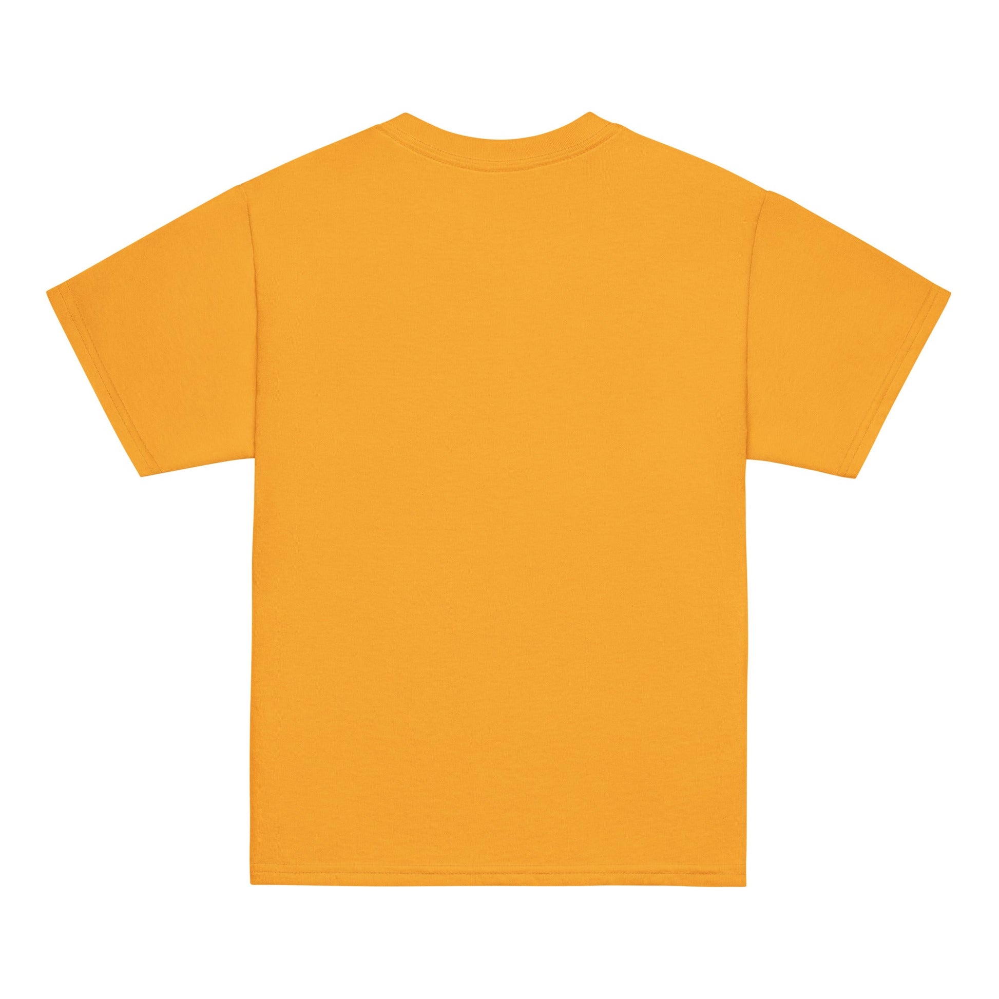 Youth classic tee in yellow, 100% cotton, classic fit, back view.