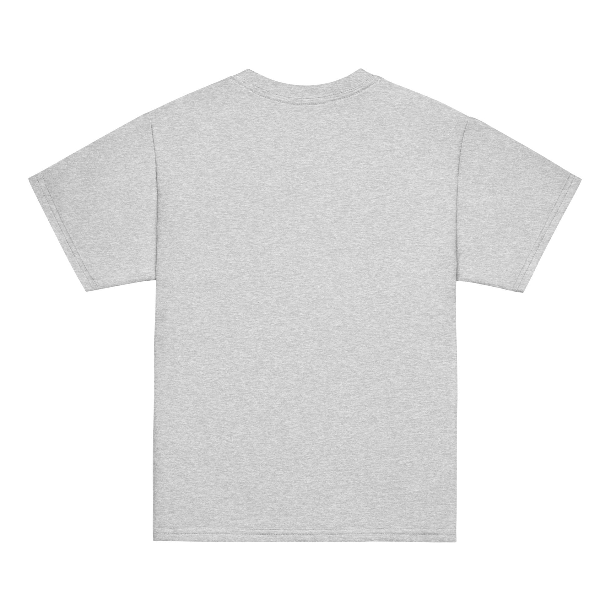 Youth classic tee in sport grey, 90% cotton 10% polyester, pre-shrunk fabric with a classic fit.
