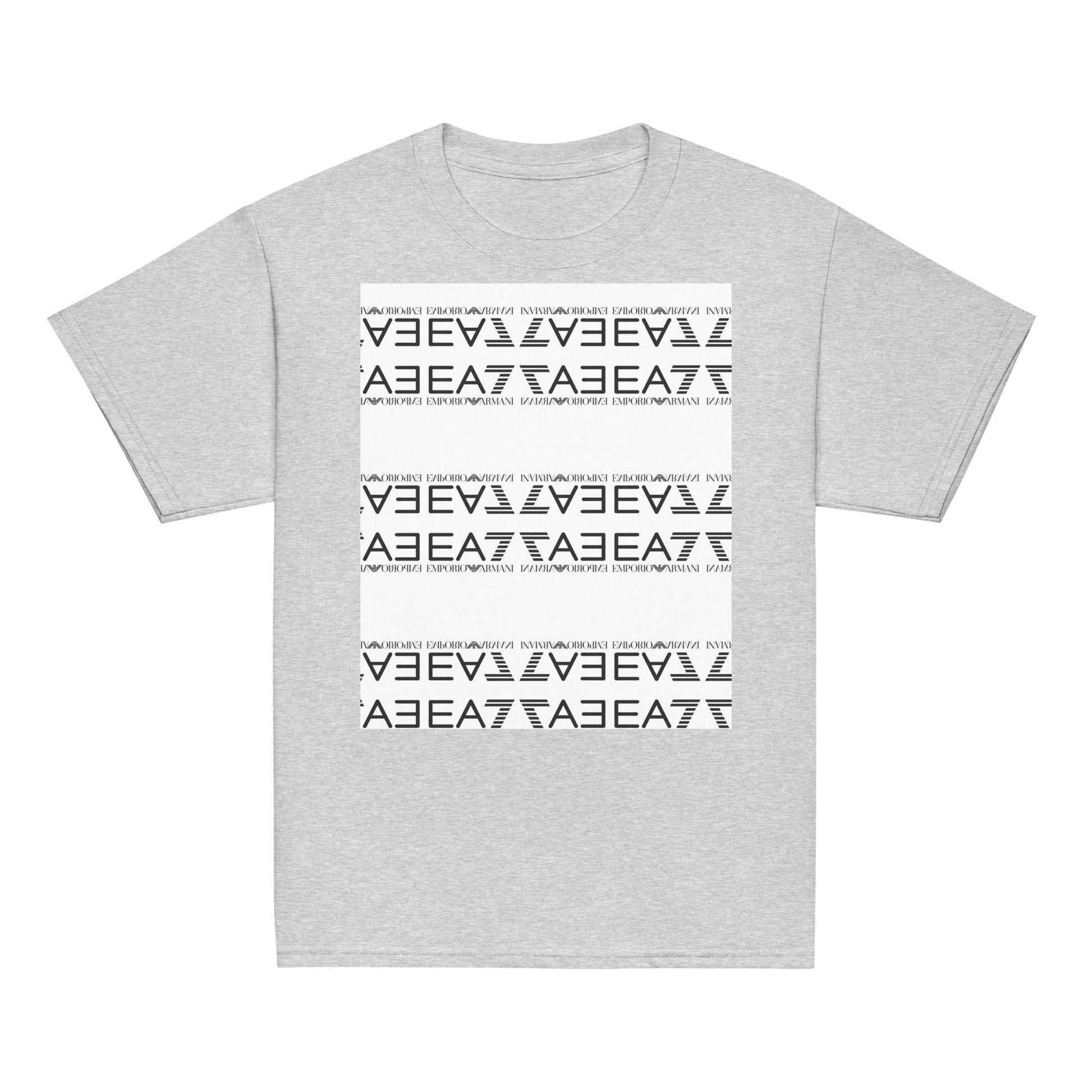Youth classic tee in grey with artistic print design.